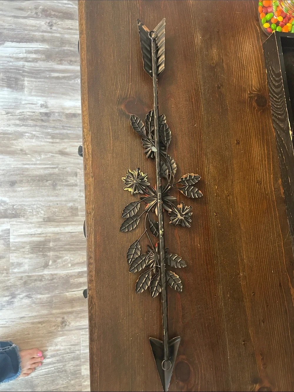 Metal Floral Arrow Wall Decor  with Multicolor Flowers
